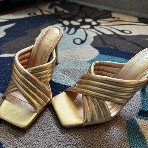 Gold Strappy Heeled Sandals